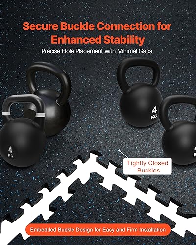 Miniatura 7 de VEVOR Suelo de gimnasio de 0.56 pulgadas, 100 pies cuadrados, 25 azulejos para gimnasio en casa, parte superior de goma con espuma EVA de alta