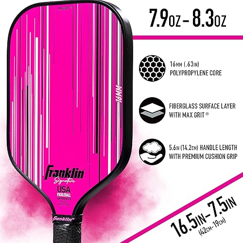 Miniatura 6 de Franklin Sports Palas de pickleball Pro - Signature Series Pro Pickleball Paddle con superficie MaxGrit - Pala de pickleball aprobada por USA