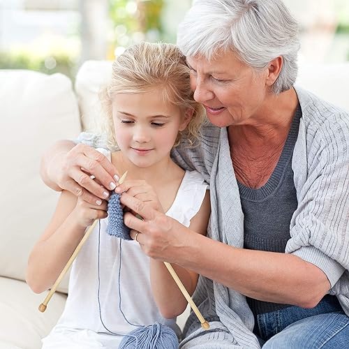 Miniatura 5 de Curtzy Juego de agujas de tejer de bambú, 16 pares de agujas de tejer rectas de madera con estuche de almacenamiento, de una sola punta en tamaños