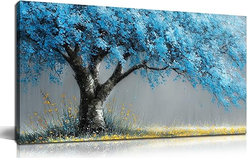 Miniatura 14 de Arte de pared en lienzo con flores para sala de estar, imágenes de árboles, decoración de pared para dormitorio, arte de pared rosa para oficina,