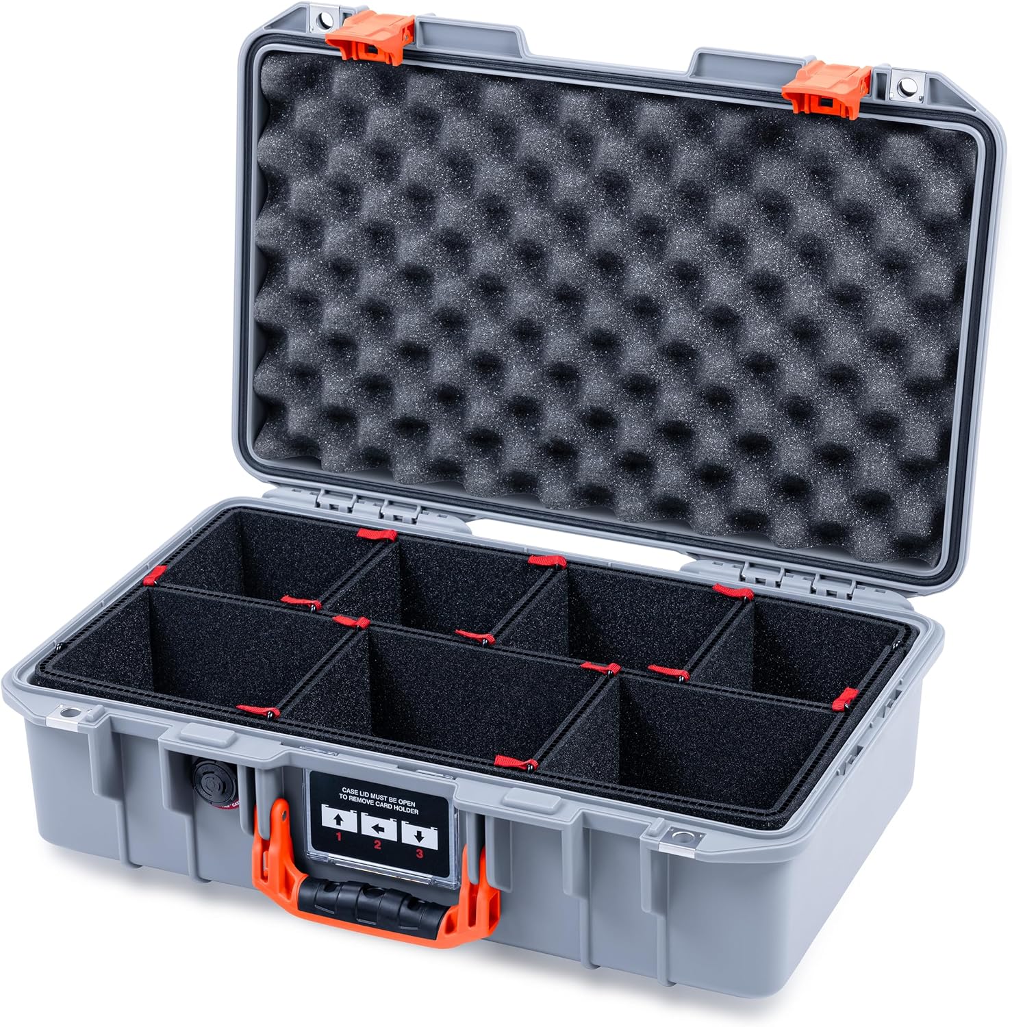 Pelican Air 1485 Case by ColorCase - Silver - Medium Size Waterproof with TrekPak Divider System & Convoluted Lid Foam - Silver Handles & Latches