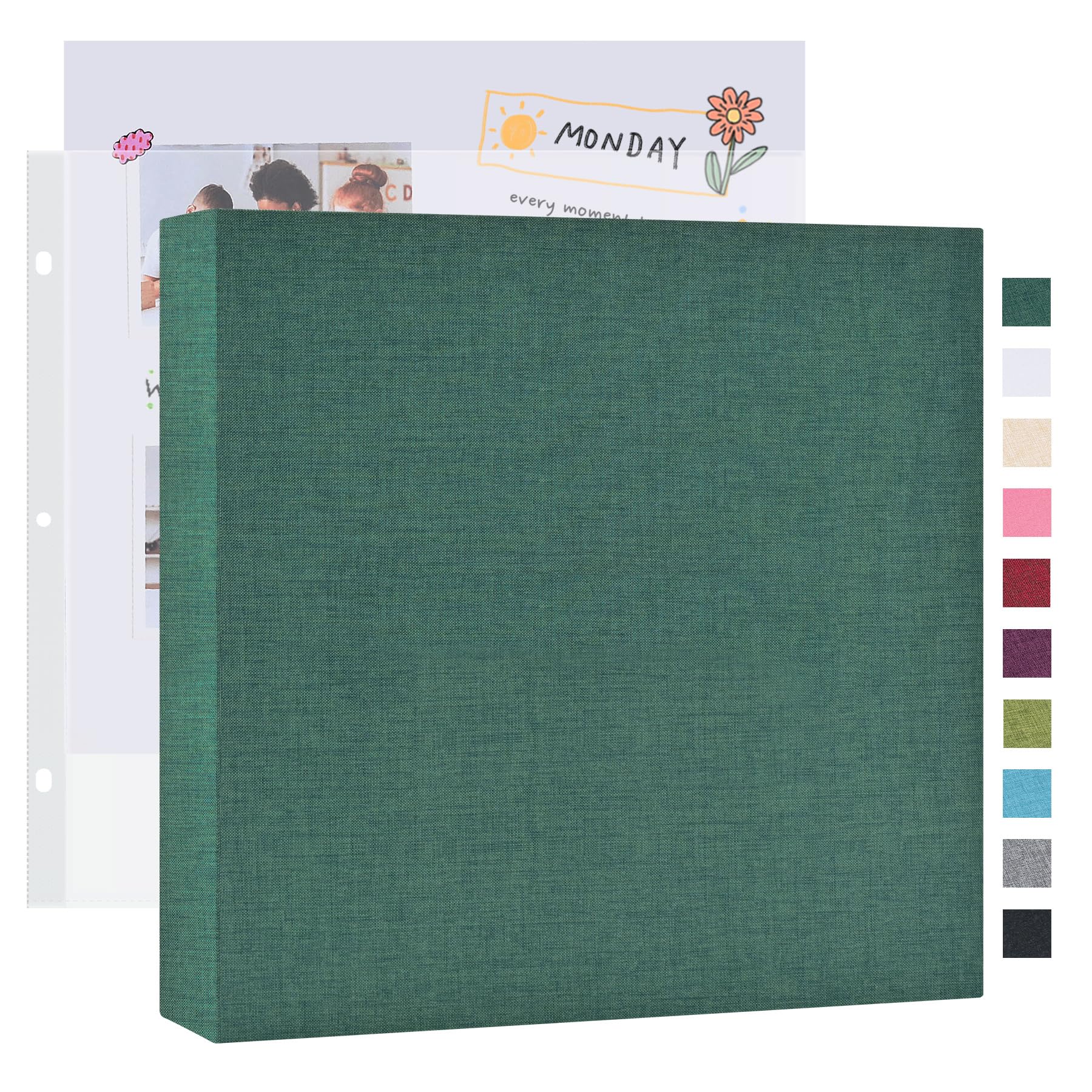 Mublalbum 30,5 x 30,5 cm, album fotografico a 3 anelli, 40 pagine, verde