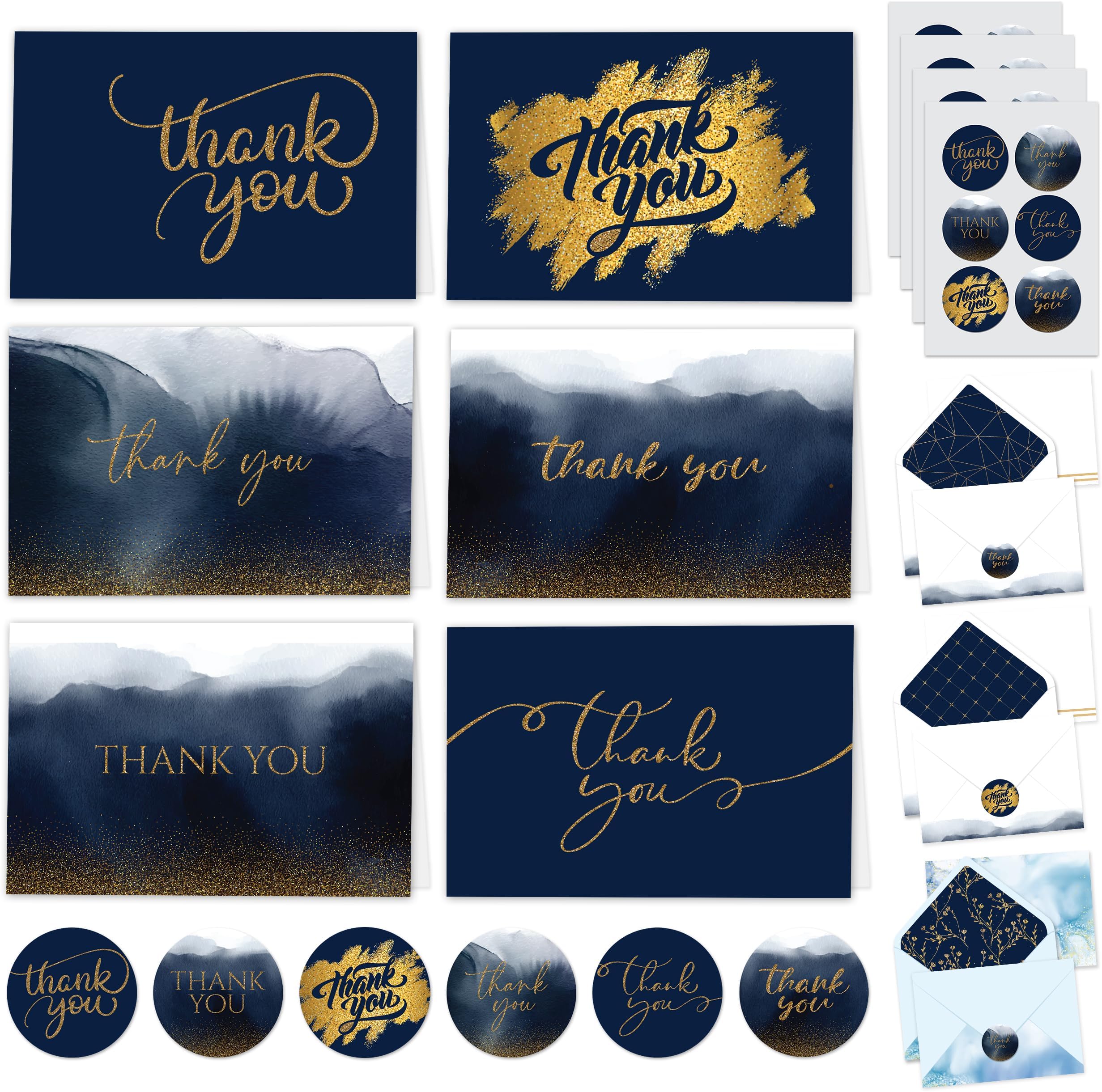 Decorably Thank You Cards with Envelopes & Stickers