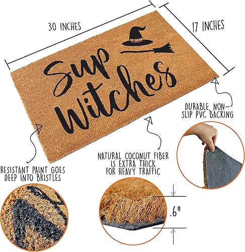 Miniatura 2 de Sup - Felpudo de brujas de 30 x 17 pulgadas, tapete de puerta de invierno al aire libre, felpudo de puerta de vacaciones al aire libre, tapetes de