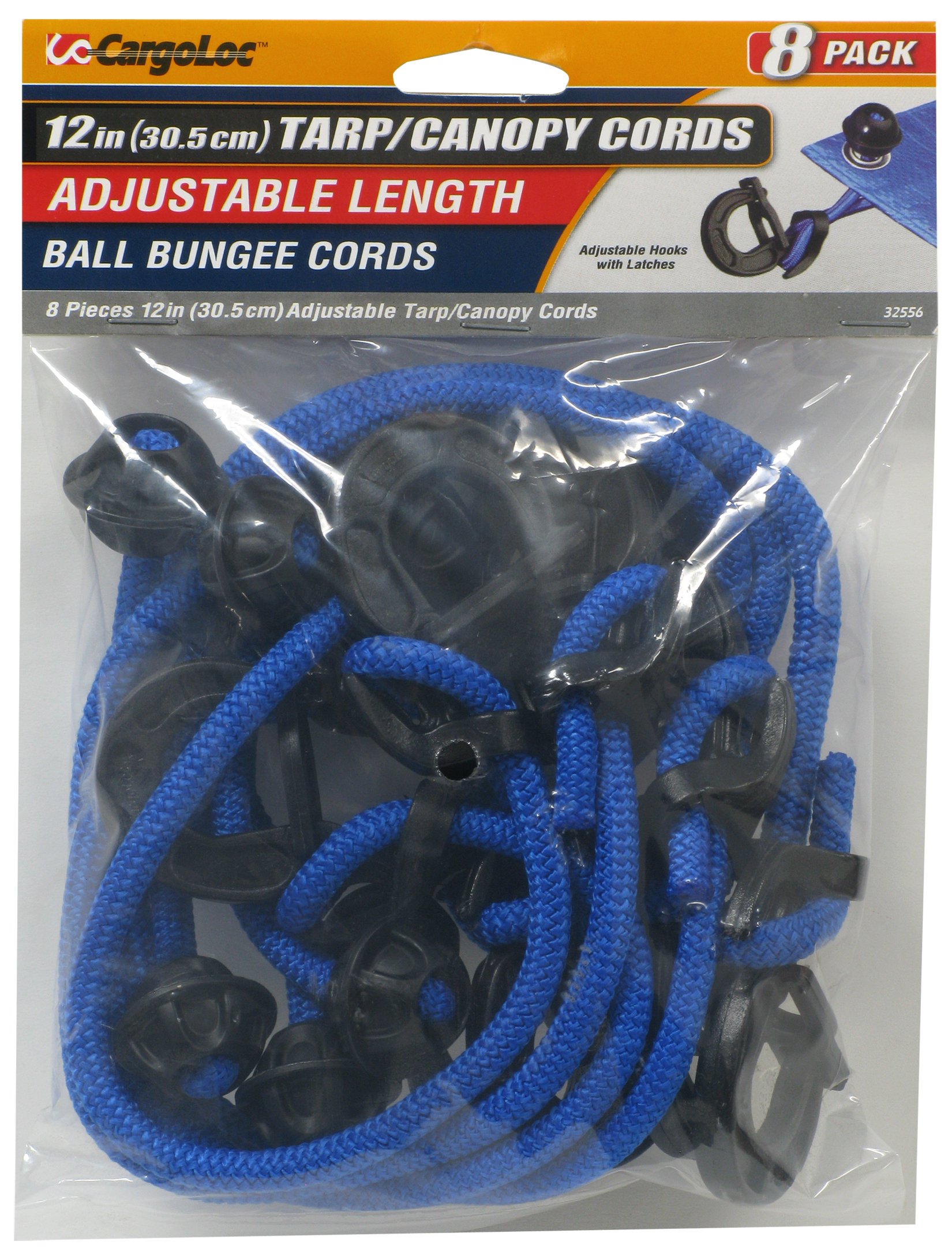 CargoLoc 32556 Adjustable Tarp Cords, 12-Inch, Blue, 8-Piece