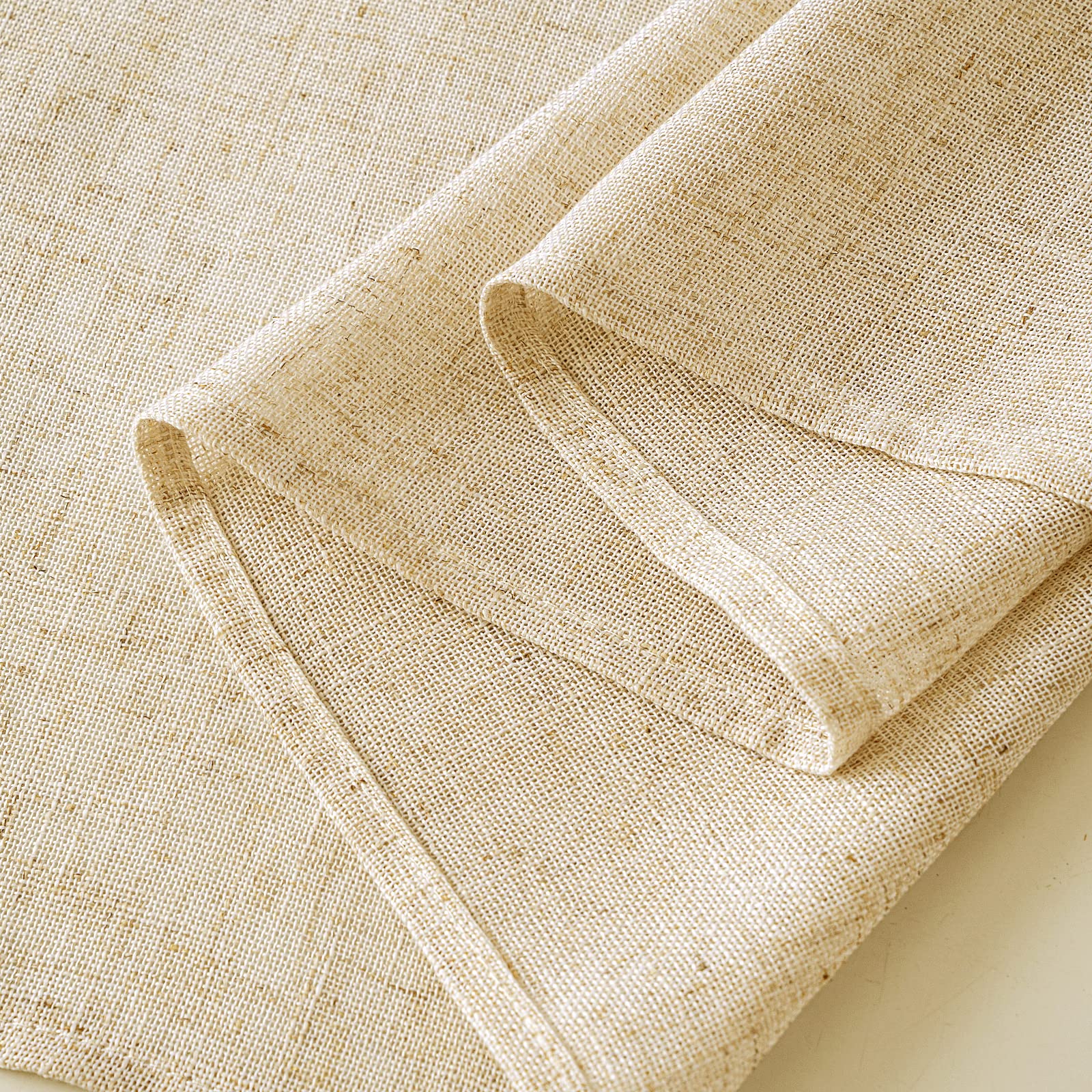 EMEMA Gardinen Vorhänge Leinenvorhang mit Ösen Voile Vorhang Leinenoptik Modern Halbtransparent für Wohnzimmer Dekoschal Kinderzimmer Schlaufenschal Küchengardinen 2er Set 140x200cm (BxH) Beige