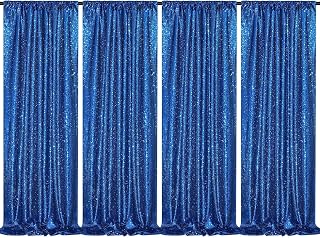 B-COOL Royal Blue Sequin Backdrop Curtains 4 Packs 2ftx8ft Sparkle Backdrop Fabric Sparkly Drapes for Party Ceremony Wedding Birthday Decorations