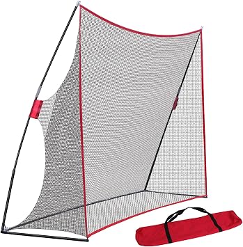 Portable 10x7ft Large Golf Netting Golf Practice Hitting Net with Stand Frame & Carry Bag for Golf Driving Pitching Hitting Training, Backyard/Indoor/Outdoor