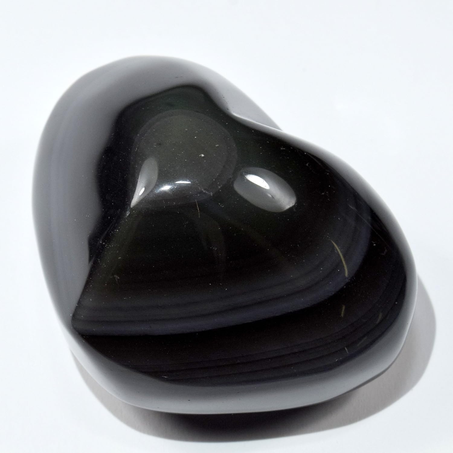 66mm Rainbow Obsidian Puffy Heart Natural Green Blue Purple Sheen Sparkling Crystal Polished Decor Mineral Love Stone Heart - Mexico + Acrylic Display Stand