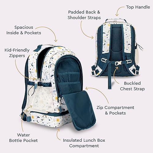 Miniatura 7 de Bentgo Juego de mochila 2 en 1 y lonchera aislada con estampado para niños (cielos amigables)