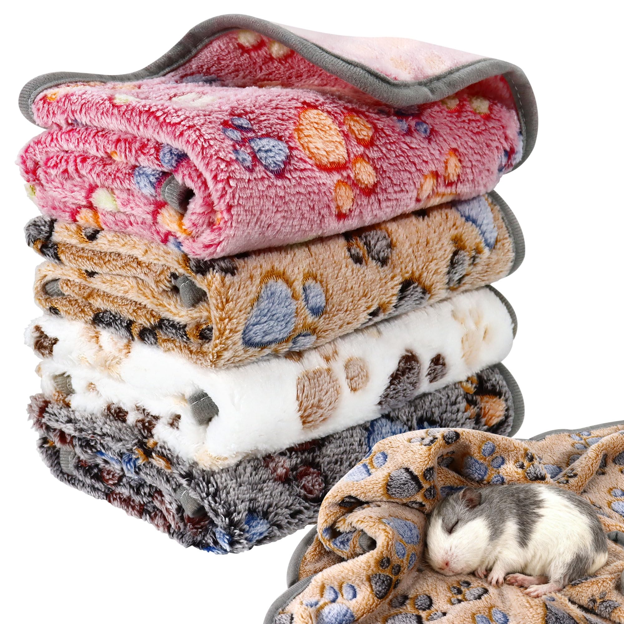 4 Pcs Guinea Pig Fleece Blankets 16 x 24In Absorbent Small Animal Fleece Bedding Washable Guinea Pig Bedding Reusable Pet Pee Pads Warm Soft Sleep Mat Pad Cover for Hamster Ferret Puppy Kittens