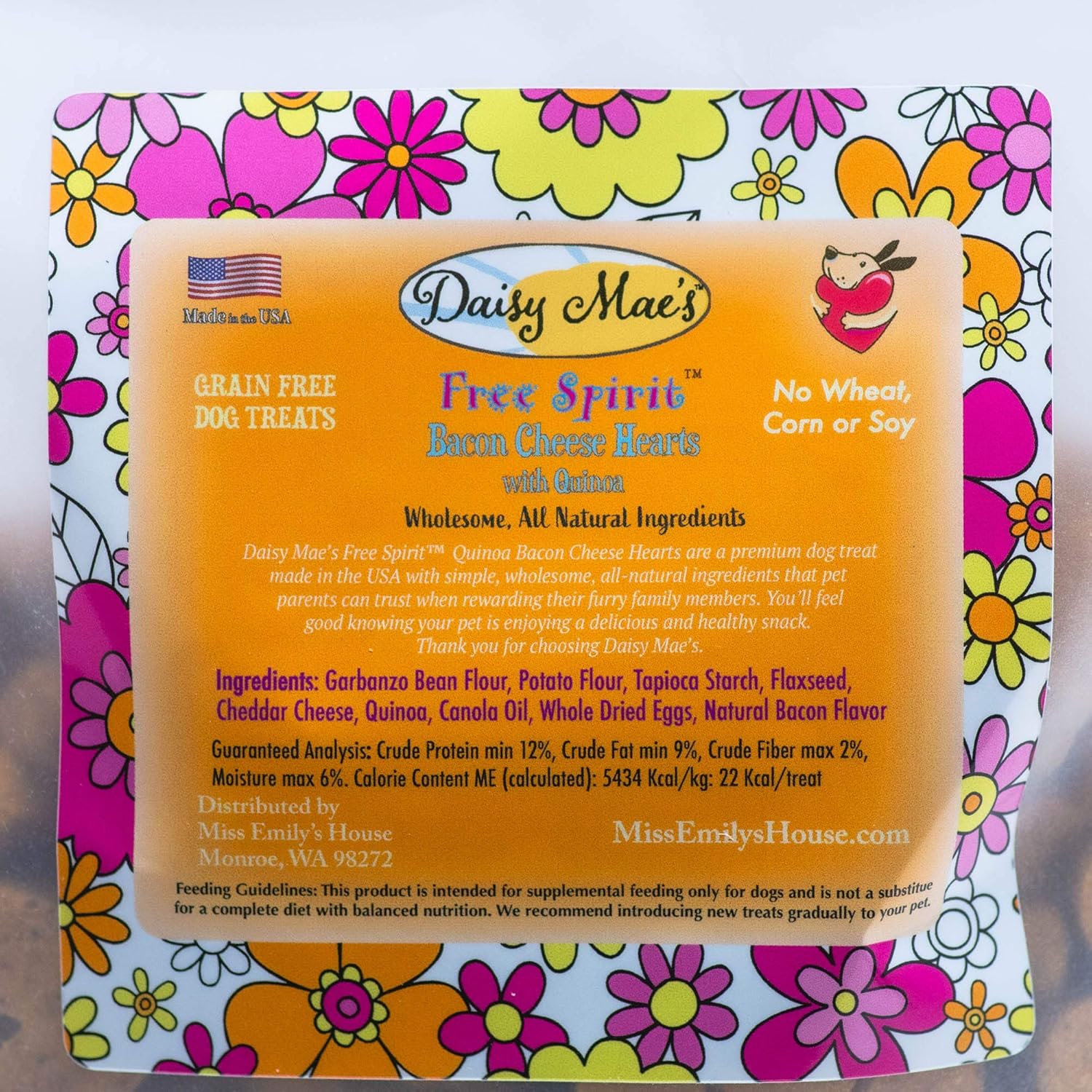 Daisy Mae’s Bacon Cheese Hearts with Quinoa | Heart-Shaped Valentine's Day Dog Treats | Made in the USA | 24 oz Bulk Size | Bacon Cheese Flavor.