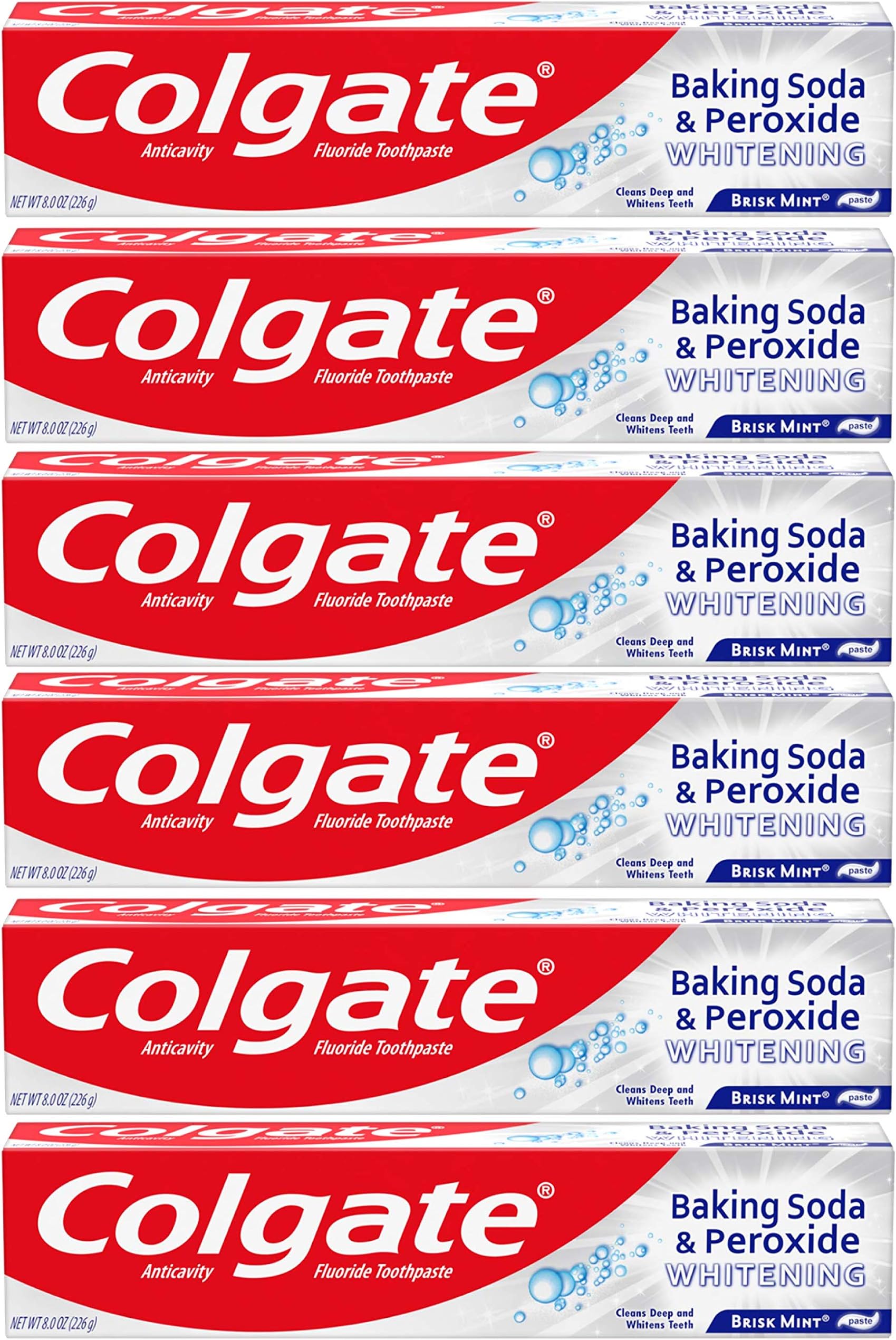 Colgate Baking Soda and Peroxide Whitening Toothpaste - 8 ounce (6 Pack)