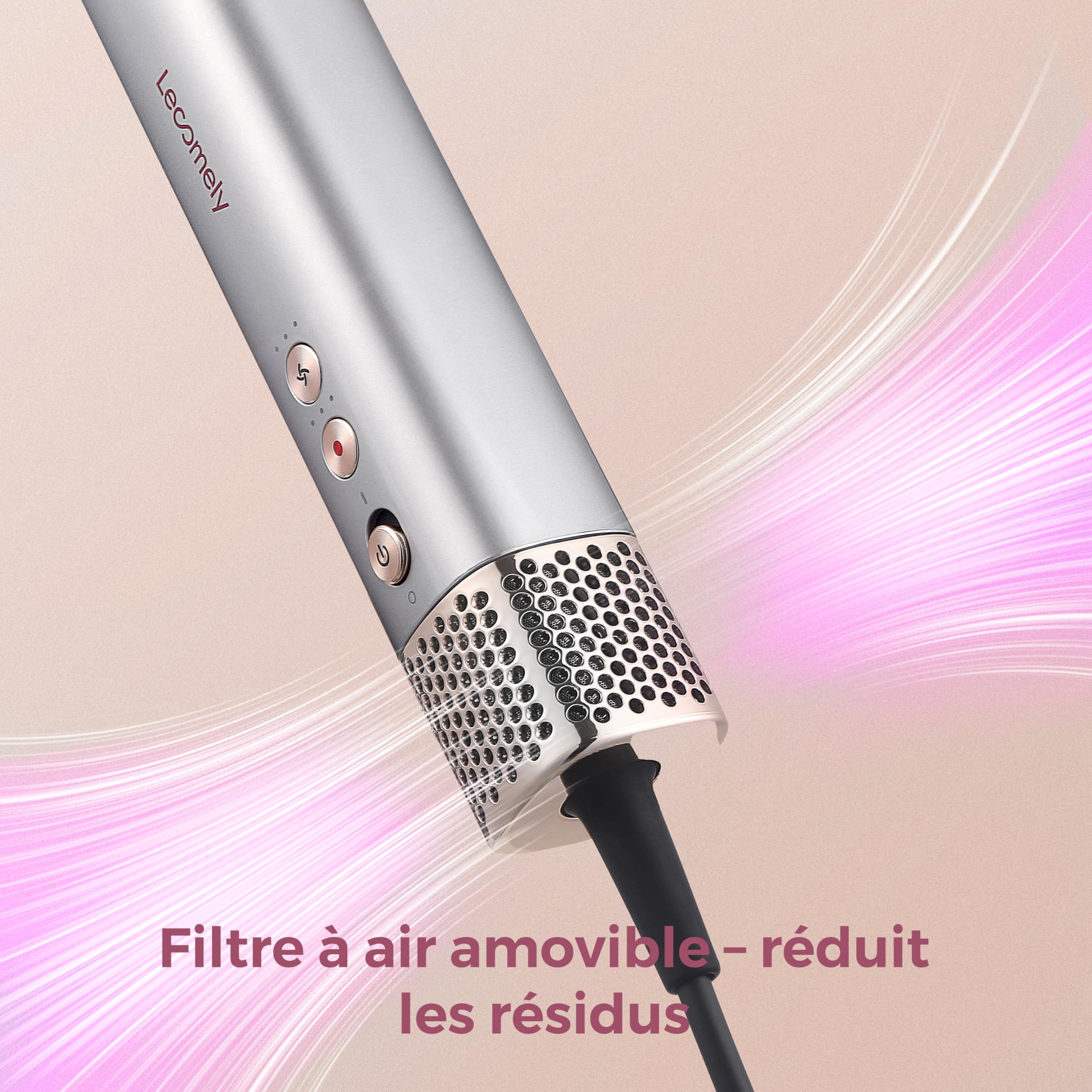 X2 Sèche cheveux 3 en 1, haute vitesse 110000 tm, femme, protection cheveux, hydro ionique, anti-frisottis,léger, brosse, concentrateur, Compacte et portable, Idéal voyage, Gris.