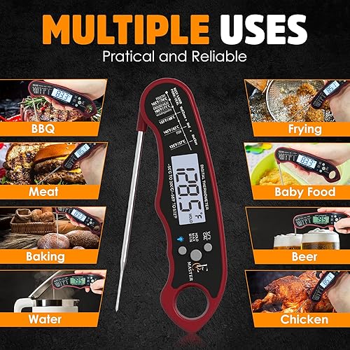 Miniatura 3 de Termómetro digital de carne para cocinar y asar a la parrilla, termómetro de caramelo, parrilla de barbacoa, sonda plegable de lectura instantánea