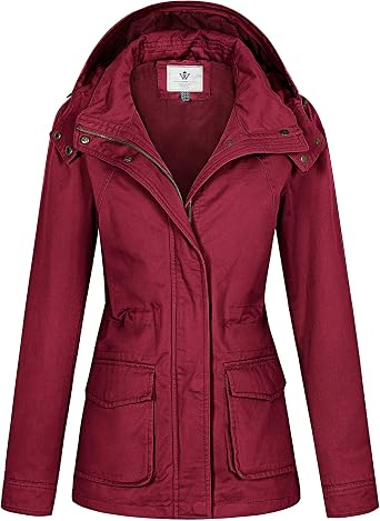WenVen Womens Lightweight Cotton Military Hooded Utility Jacket