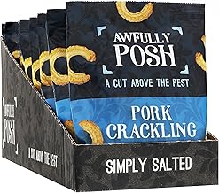 Awfully Posh Pork Crackling (10x40G) | Simply Salted Delightful Pork Crackling Snack | Made Using Prime Cuts, No Nasties | A Bag of Perfectly Even Strips of Meaty Goodness | A Cut Above the Rest!