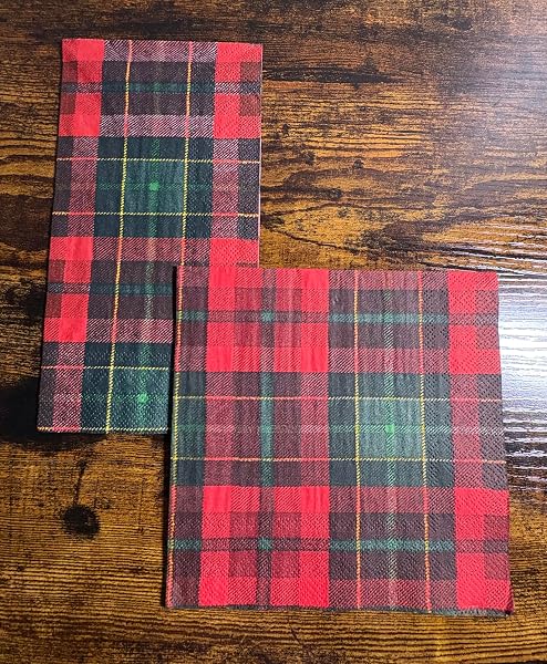 Boston International Boston International IHR 20-Count Lunch Paper Napkins, 6.5 x 6.5-Inches, Tartan in use