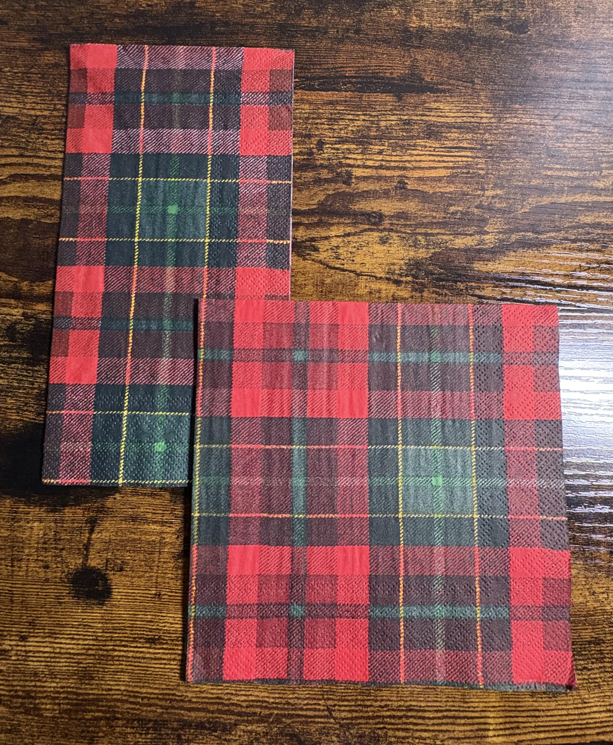 Boston International Boston International IHR 20-Count Lunch Paper Napkins, 6.5 x 6.5-Inches, Tartan in use