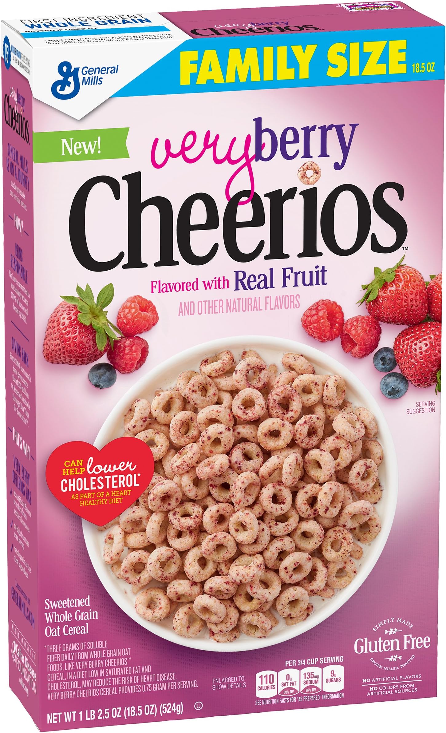 Very Berry Cheerios Cereal Box, 18.5 Ounce (Pack of 14)