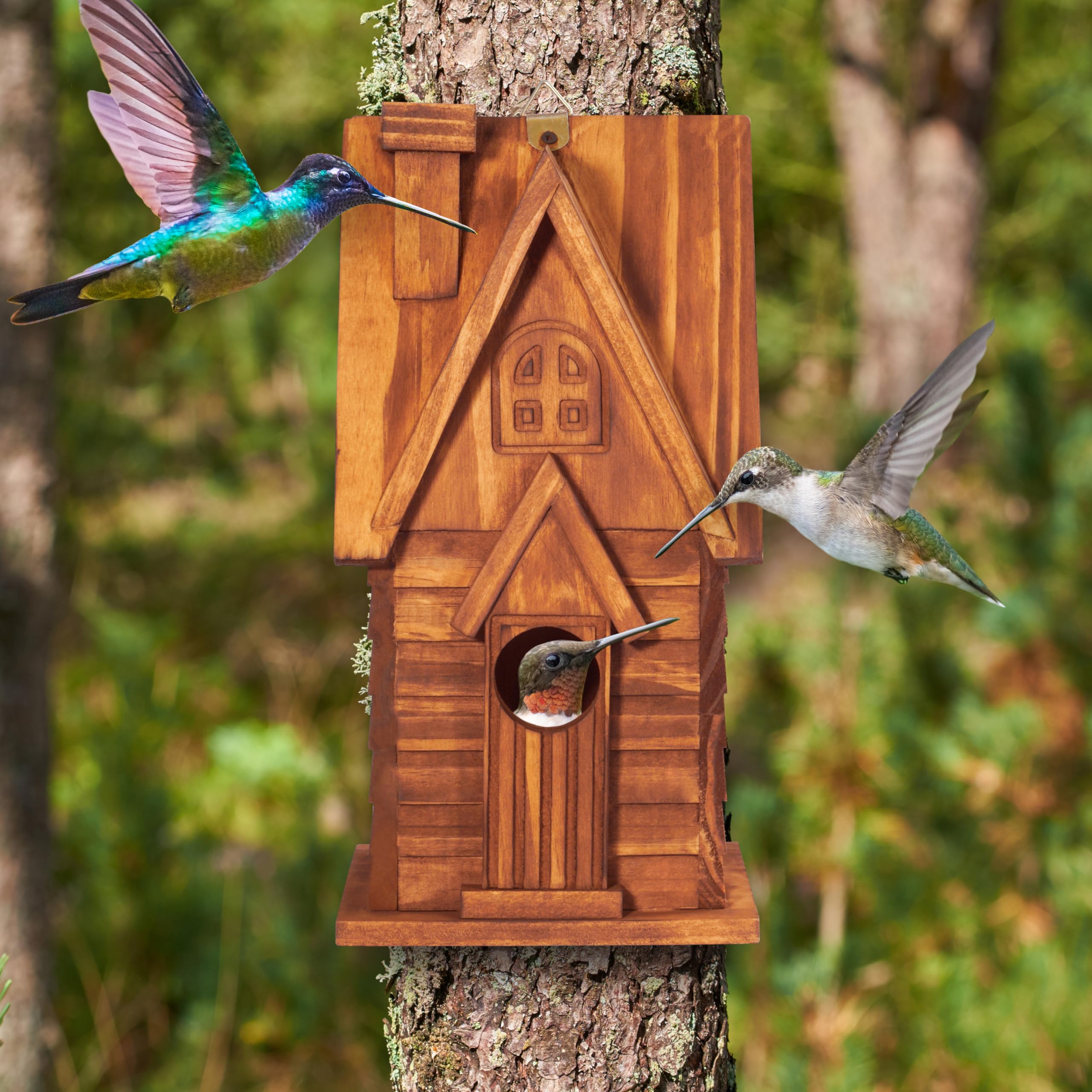 MIXUMON- Casas para pájaros para Exteriores, Espacio para 2 Casas de pájaros al Aire Libre para 2 familias de pájaros, casa para pájaros Colgante para jardín (Estilo 11)