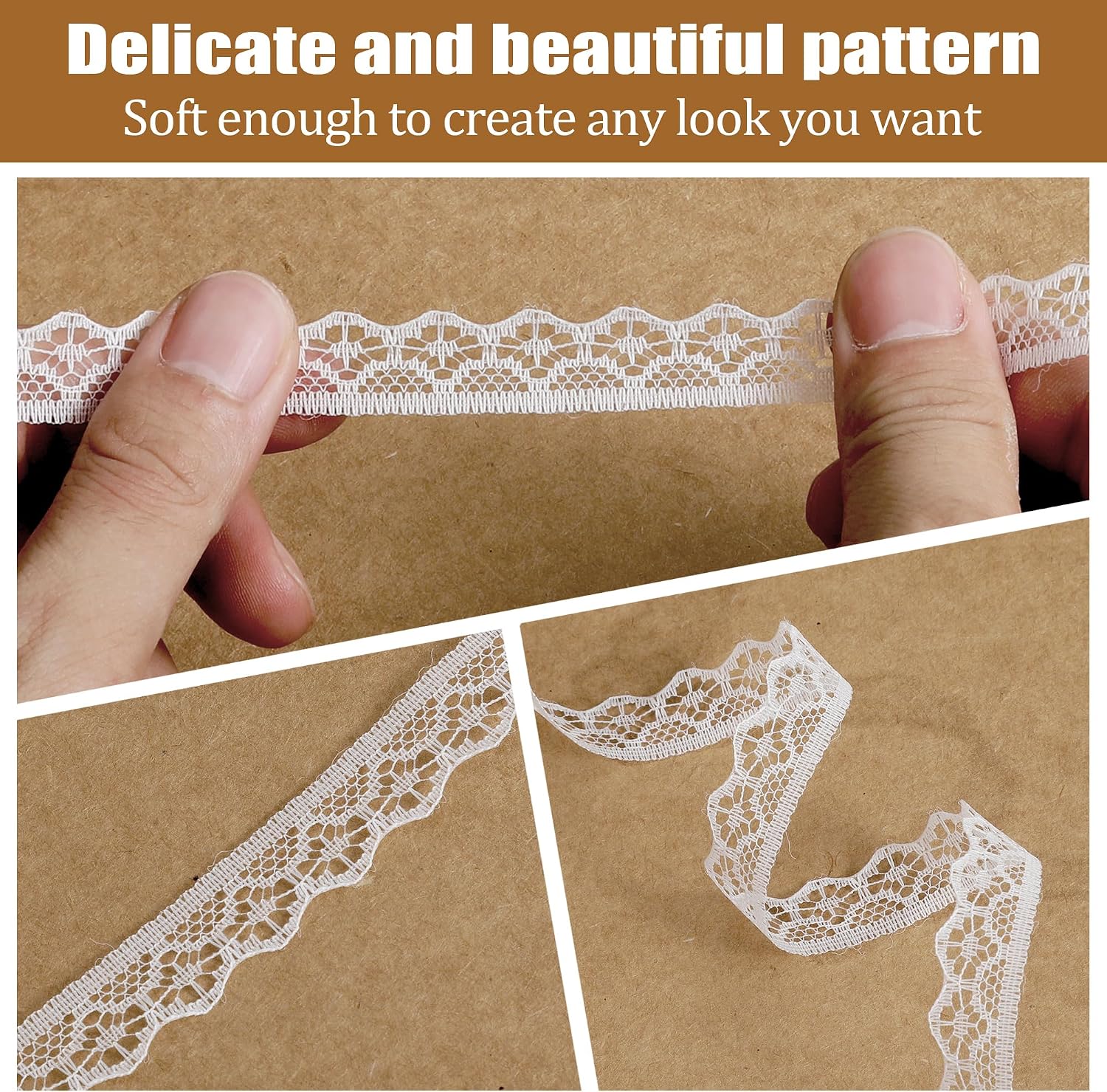 30 Yards White Lace Ribbon Roll, Lace Trim for Sewing Crafts