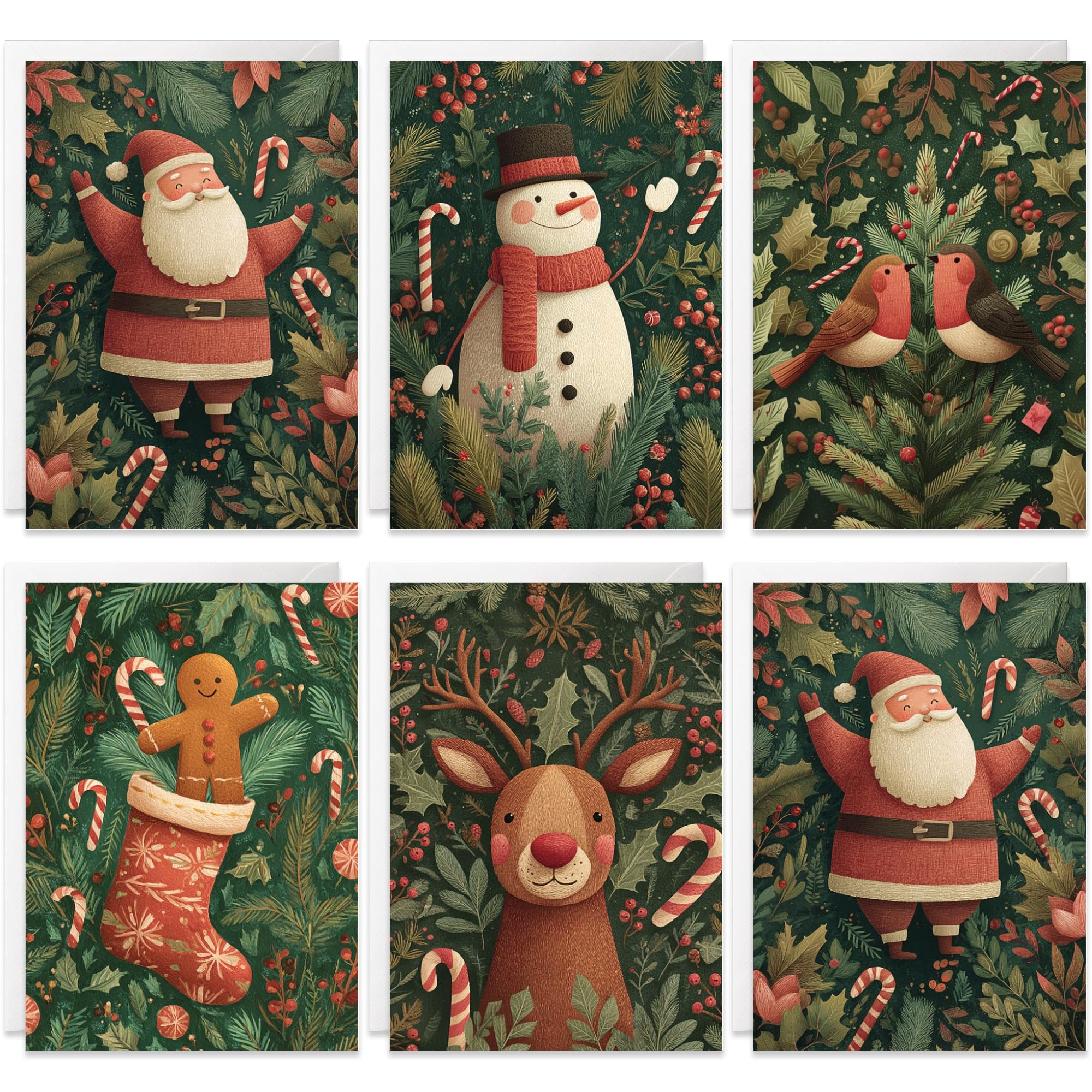 Christmas Cards Packs of 20, 5 Winter Festive Traditional Painted Designs, Eco-friendly and, Blank Inside with Premium Envelopes, 2026 Multipack Bulk Set