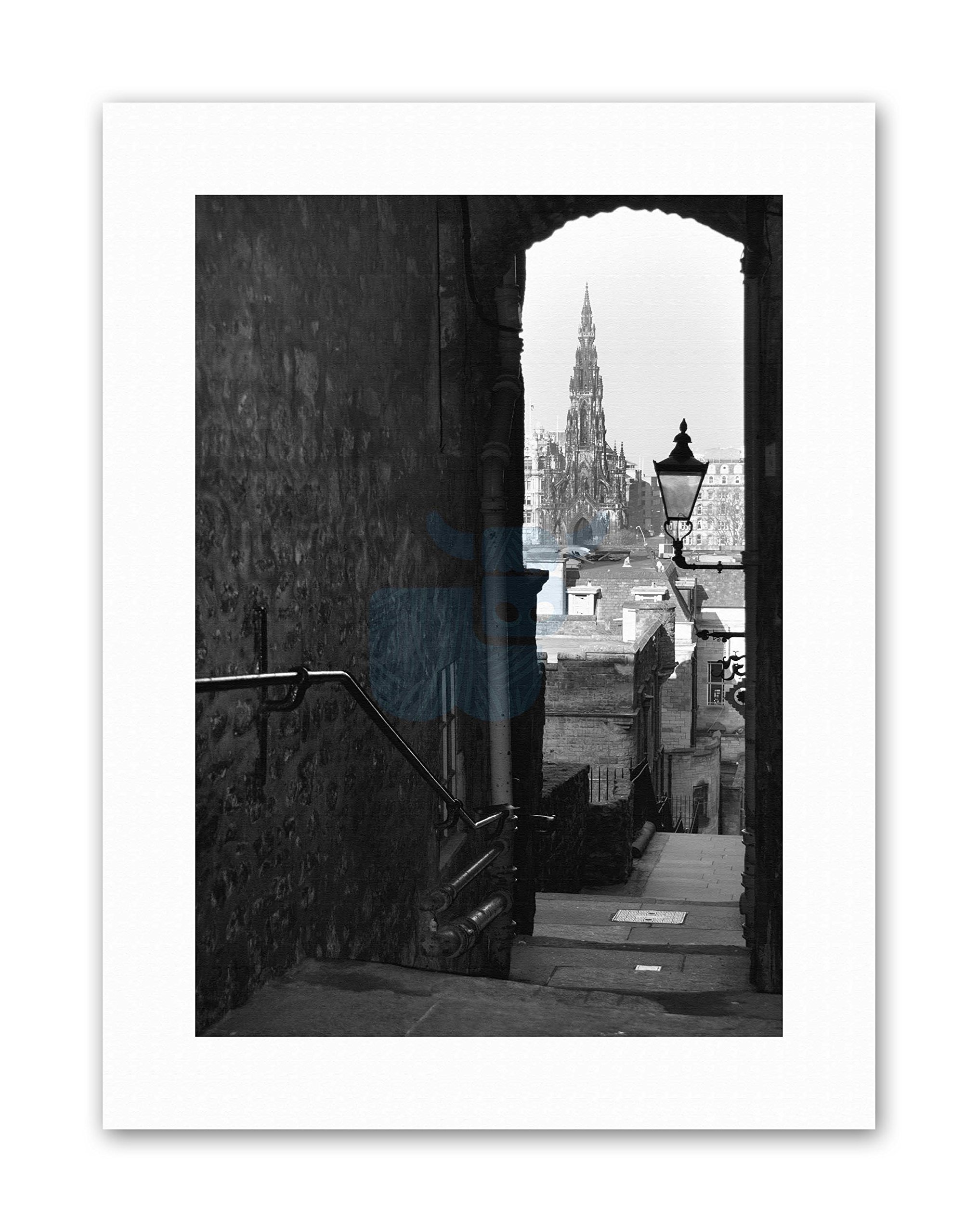 Wee Blue Coo Cityscape Edinburgh Royal Mile Lane Photograph Canvas Art Print