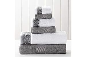 Modern Threads 600 GSM 6-Piece Towel Set with Filgree Jacquard Border Charcoal
