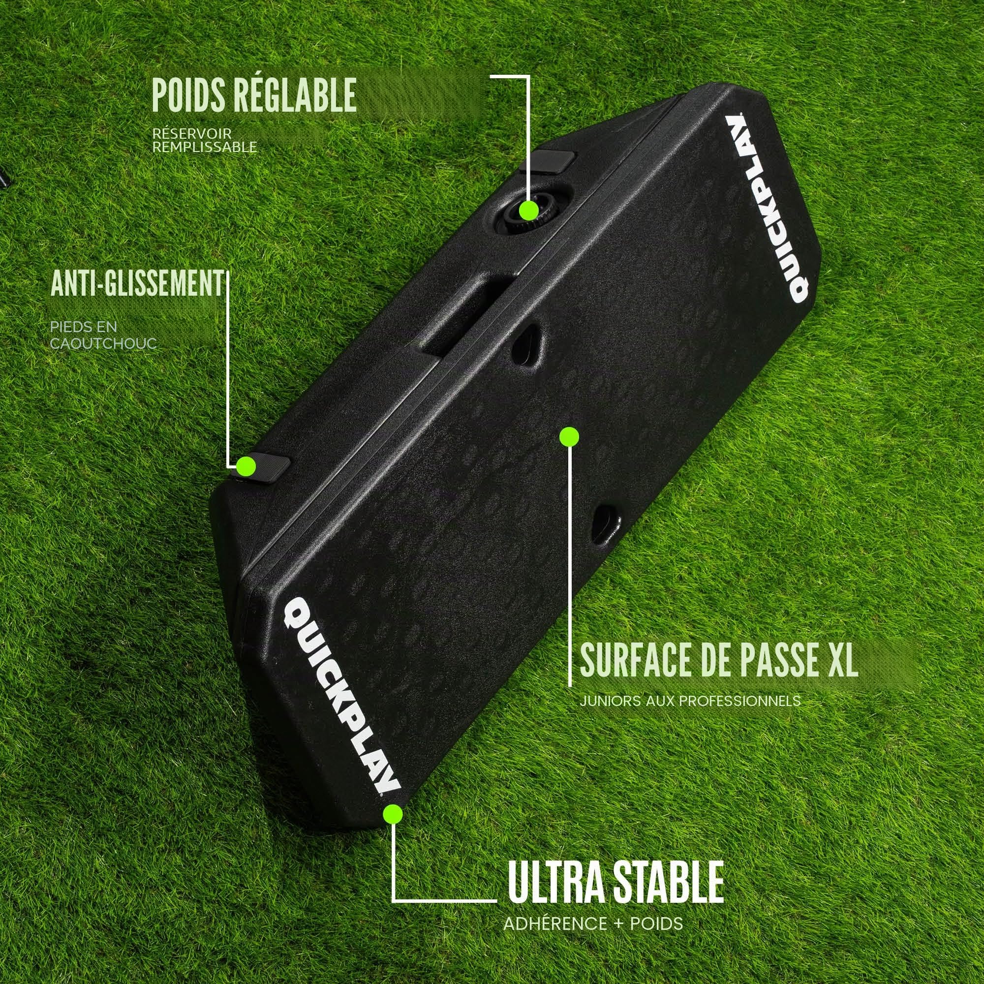 QUICKPLAY Replay Boombox Planche de Rebond Football – Rebondisseur de Football Portable Double Surface avec Angle réglable