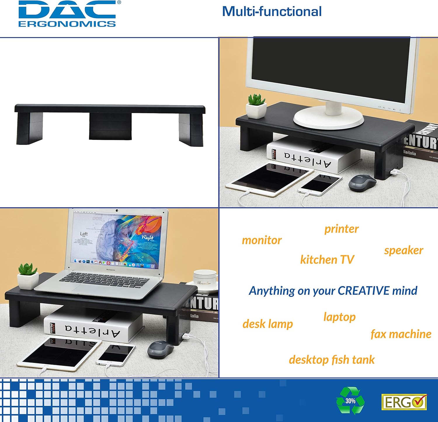 DAC STAX Ultrawide Adjustable, Stackable Desktop Computer Monitor Stand