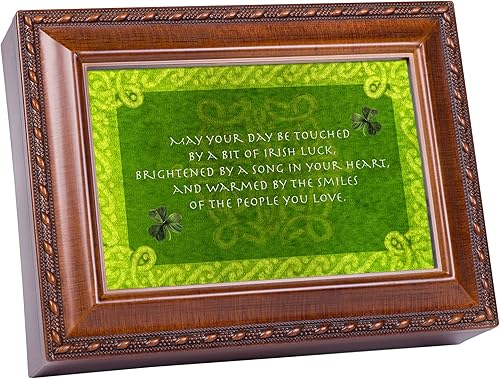 Irlandés suerte Cottage Garden Woodgrain tradicional caja de música Reproduce irlandés Nana