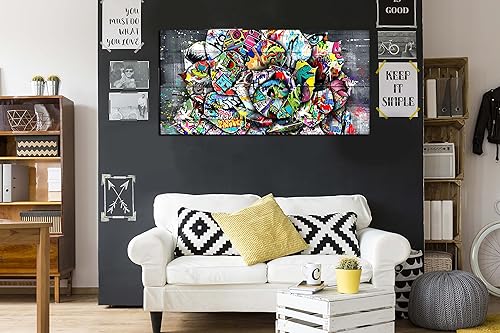 Miniatura 25 de SIXTTART Banksy - Arte de pared en lienzo para sala de estar, arte de pared de graffiti callejero para dormitorio, pintura abstracta grande, arte