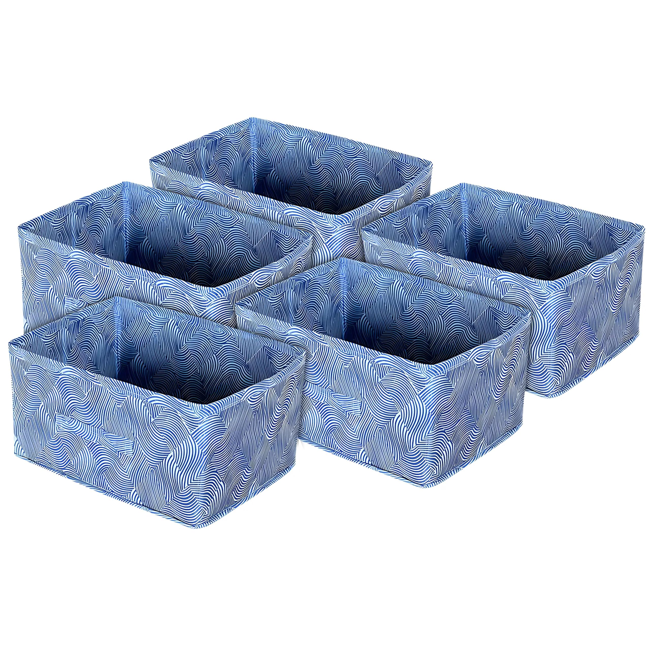Kuber Industries Laheriya Print Non Woven Fabric 5-Replacement Drawer Storage And Cloth Organizer Unit For Closet (Blue)-Kubmart15992, Clothing-picture-25
