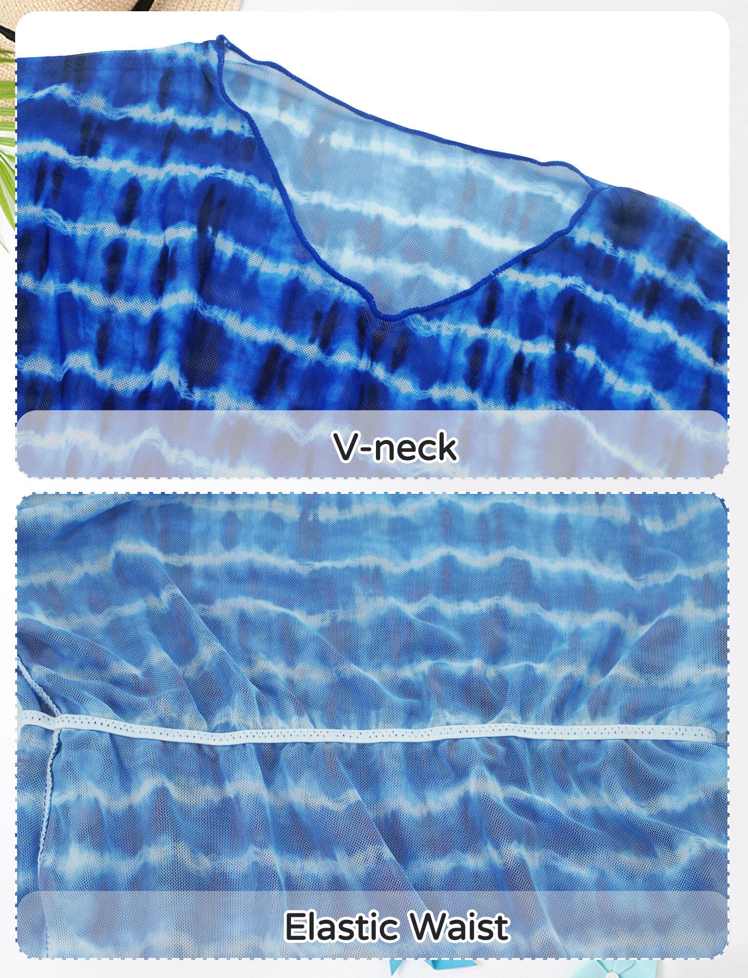 FEOYA Bikini para niña, vestido de playa, cubierta para traje de baño, cubierta de playa, poncho de playa con borla pequeña, bola de lana con cuello en V, ropa de playa elástica, 8-14 años