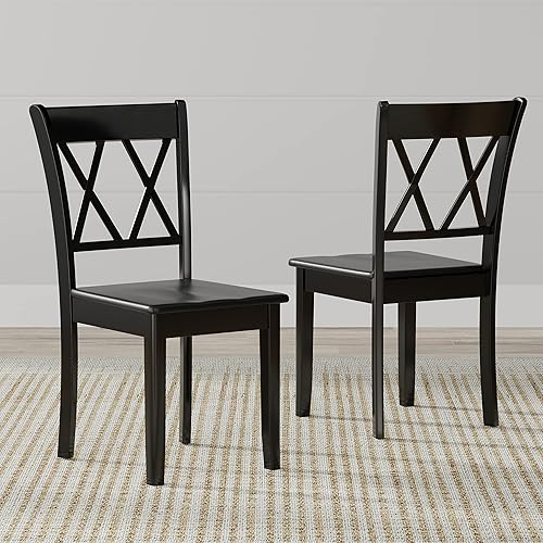 Glenwillow Home Sillas de comedor dobles de madera maciza con respaldo en X en nogal oscuro (juego de 2)