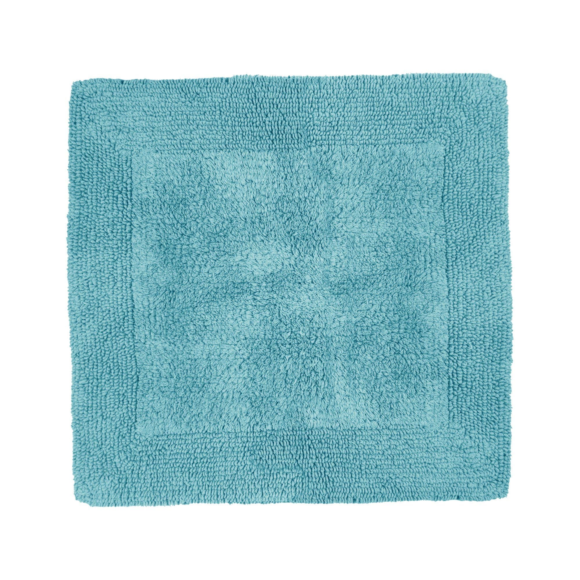 Allure Bath Fashions Elegance Turquoise Reversible Square Bath Mat - 55cm