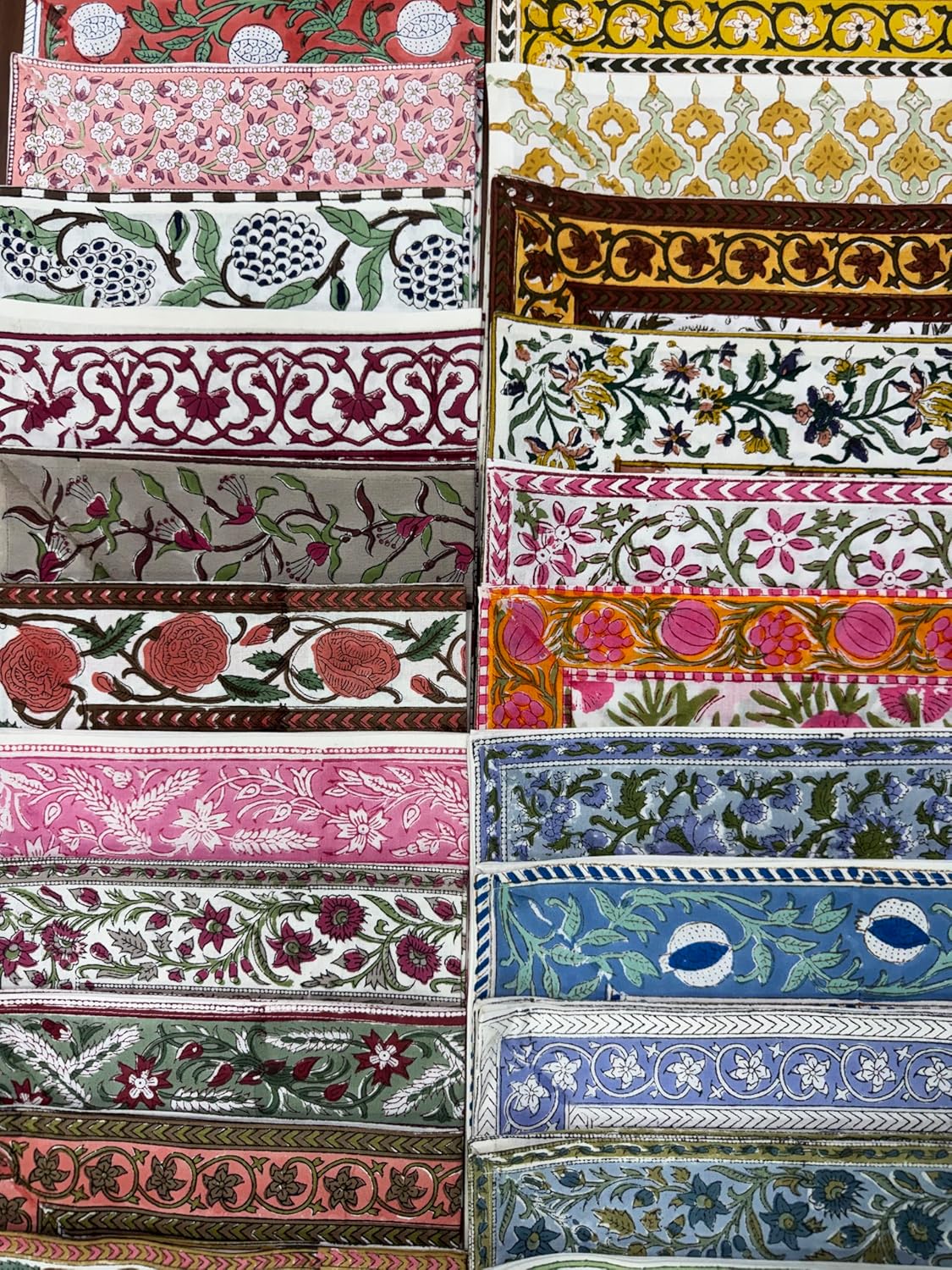 Servilleta de tela Ridhi Block Print Mix Border 50 x 50 cm Set 4
