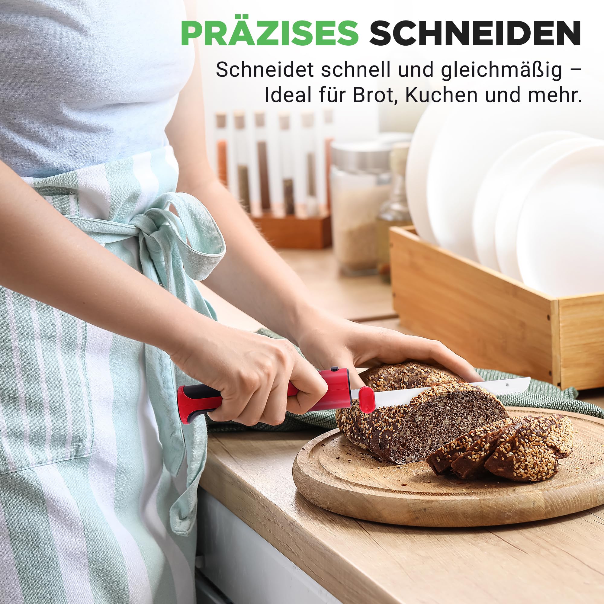 NutriChef Allesschneider Elektrisch – Kabelloses Messer mit USB-C & 29 cm Klinge für Fleisch und Brot