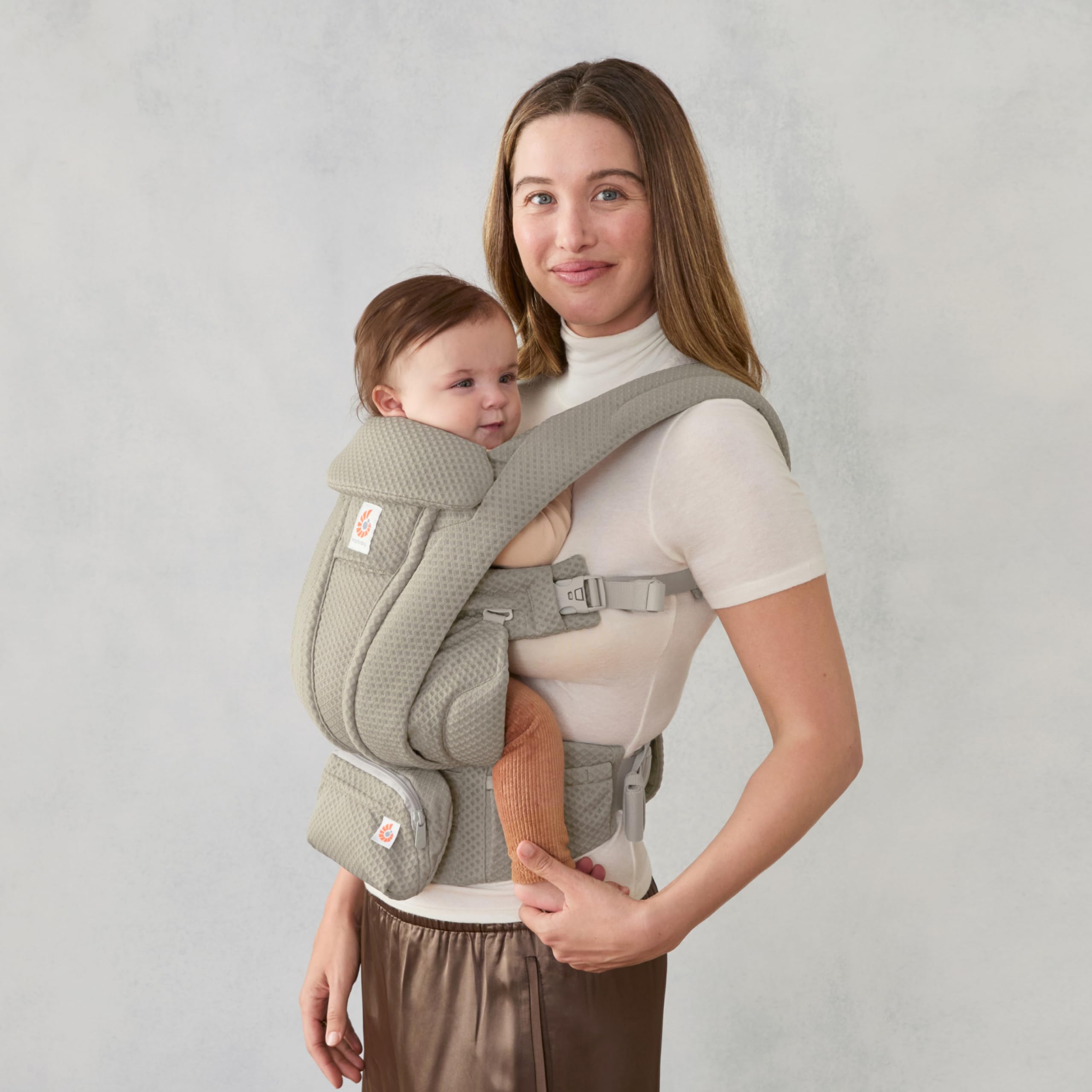 Ergobaby Omni Deluxe - Marsupio ergonomico a 4 posizioni in rete per neonati fino a 20 kg, sistema da viaggio, colore: verde oliva