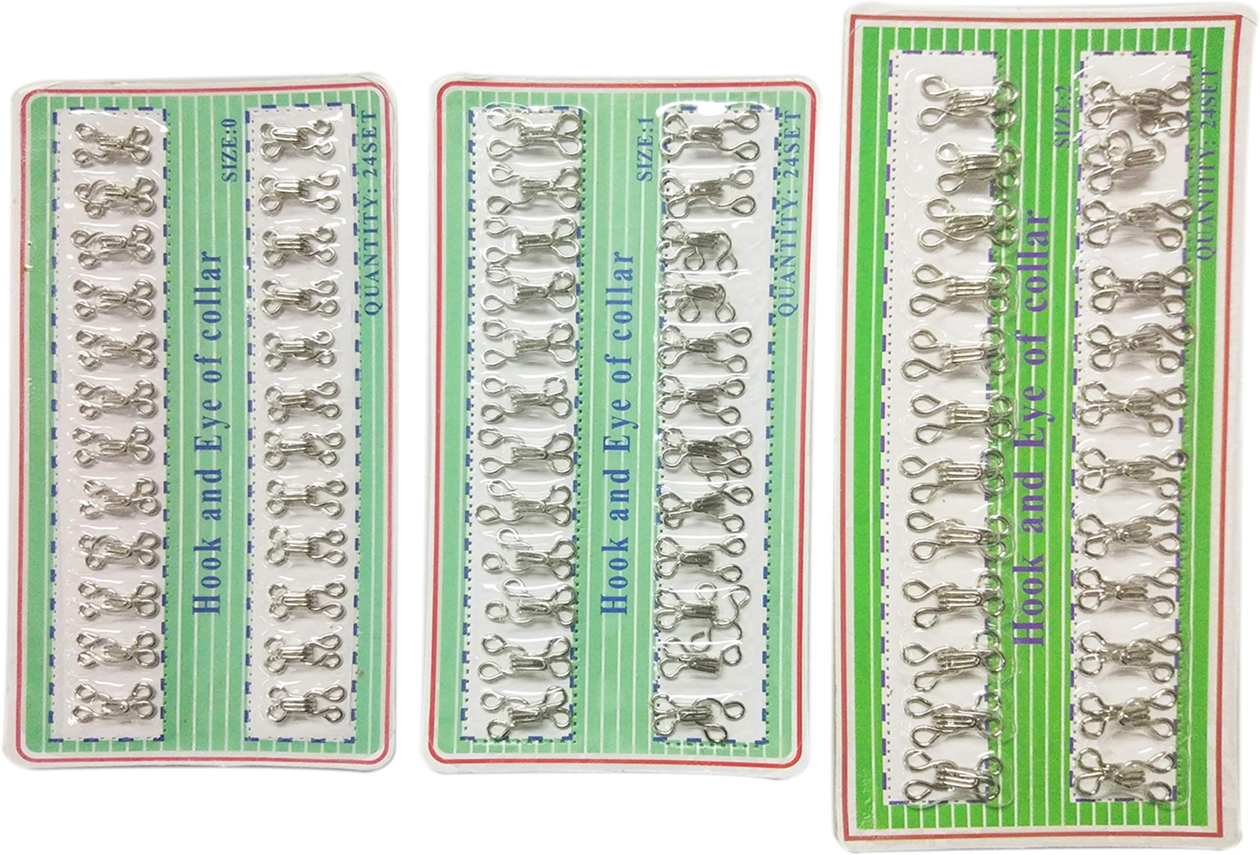 Prudance Sewing Hooks and Eyes Closure Button 72 Sets for Bra, Pants and Clothing, Silver, 3 Sizes