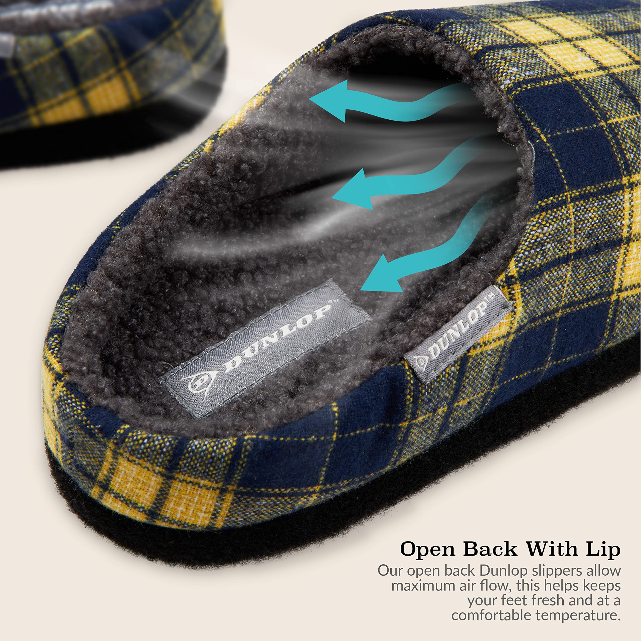 DUNLOP Ciabatte Uomo, Comode Pantofole Invernali Calde Memory Foam, Taglia 41-46, Idea Regalo Compleanno, Ciabatta Da Casa Con Pelo, Originali Babbucce Uomo