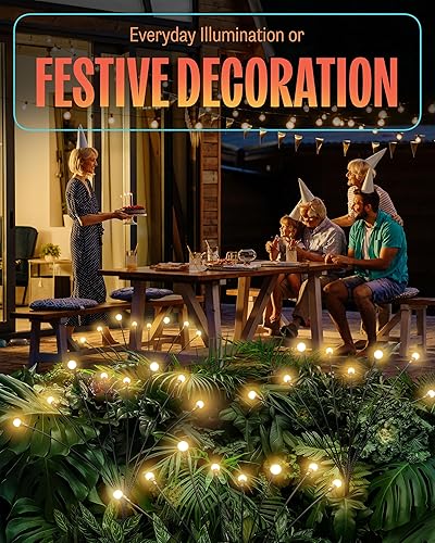 Miniatura 8 de TRUSTILUX Firefly - Paquete de 2 luces solares para exteriores, sistema único AnyAngle para personalizar 16 luces solares de jardín, luces de