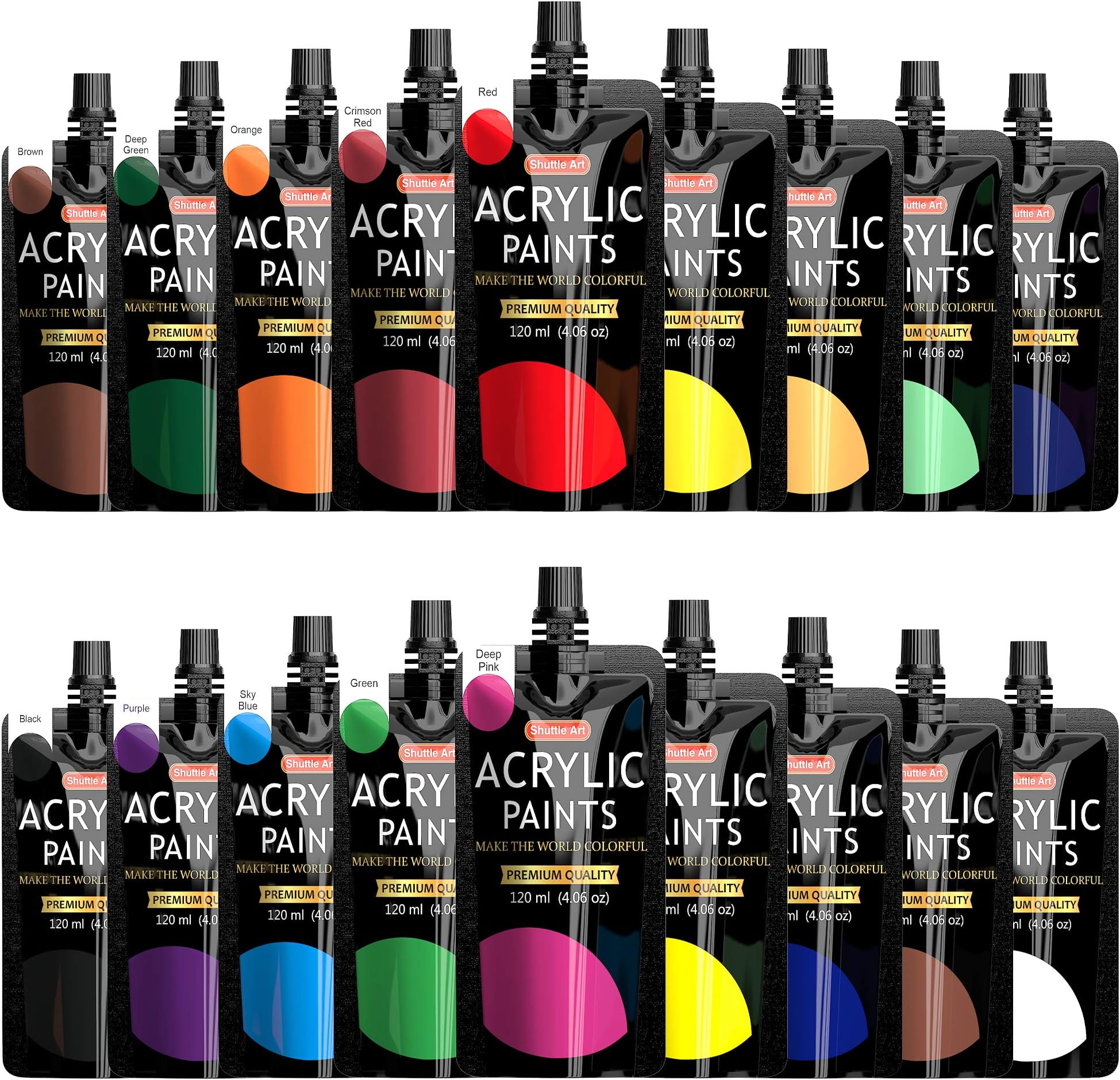 SOL 12pk Acrylic Paint Set 8x 120ml Acrylic Paints Set + 4 Brushes