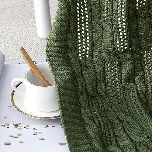 Miniatura 5 de Aormenzy Manta de punto trenzado de 50 x 60 pulgadas, manta de punto suave, acogedora y ligera, lavable a máquina, manta acrílica decorativa para
