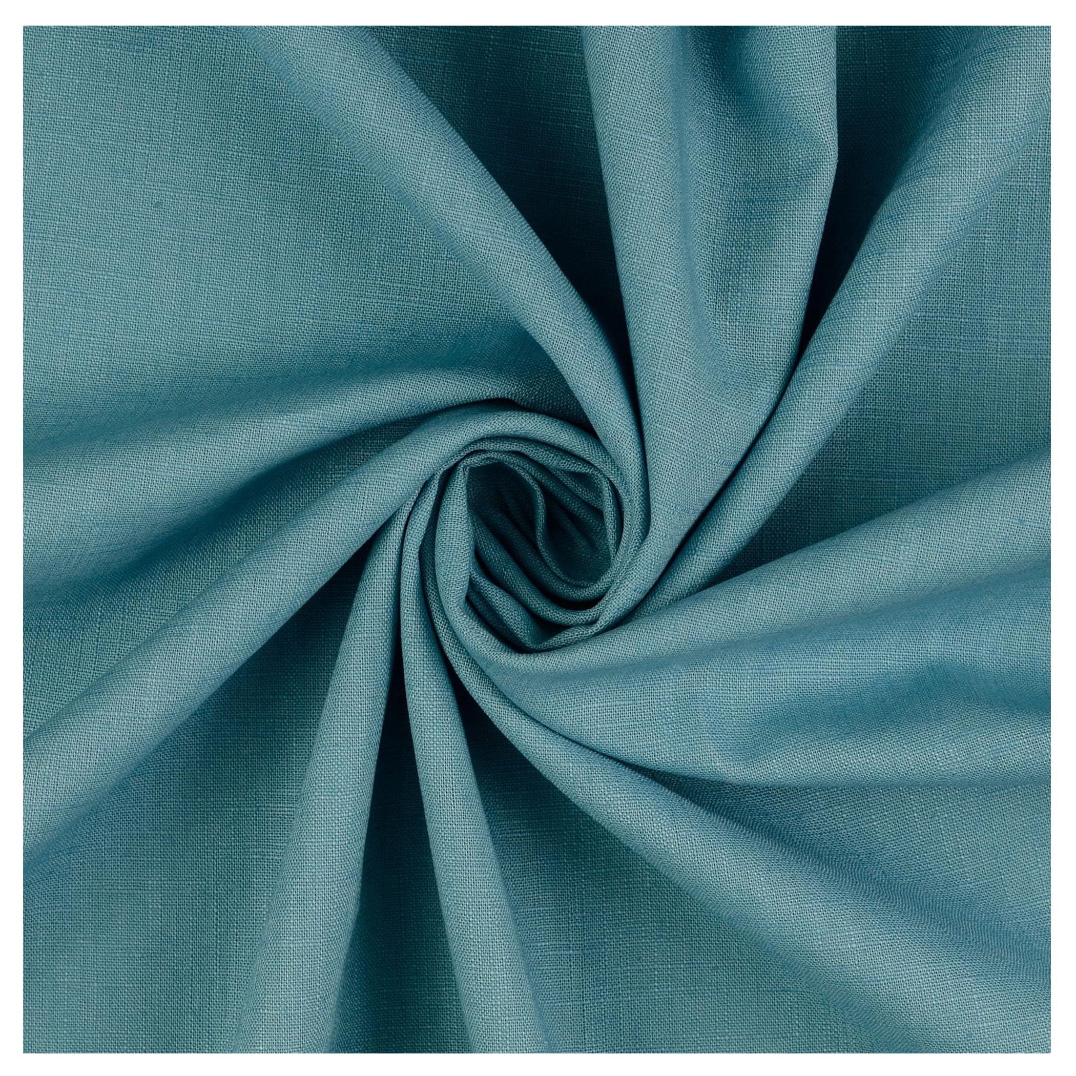Premium Washed 100% Linen Fabric Soft Breathable Material Vintage Fashion Dressmaking Flax Bag Curtain Cushions Tablecloths | 500cm x 136cm (Azure)