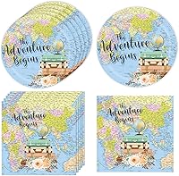 Vista 1 de Adventure Awaits - Decoraciones de fiesta para aventuras del mundo que espera, mapa, suministros de fiesta, viajes, decoración de fiesta, platos