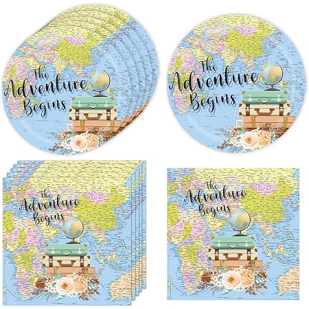Adventure World Awaits Party Tableware Set - 20 Plates, 20 Napkins, 71x42.5 Inch Tablecloth - View #11
