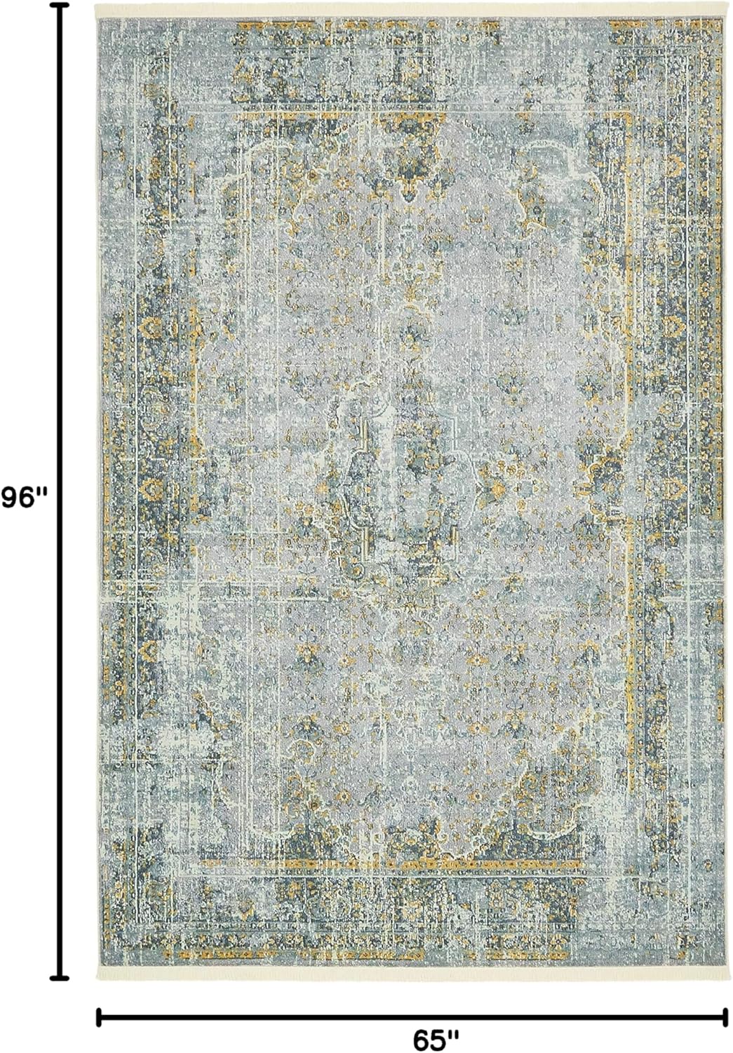 Unique Loom Baracoa Collection Distressed Bright Tones Vintage Traditional Area Rug (5' 5 x 8' 0 Rectangular, Gray/Blue)