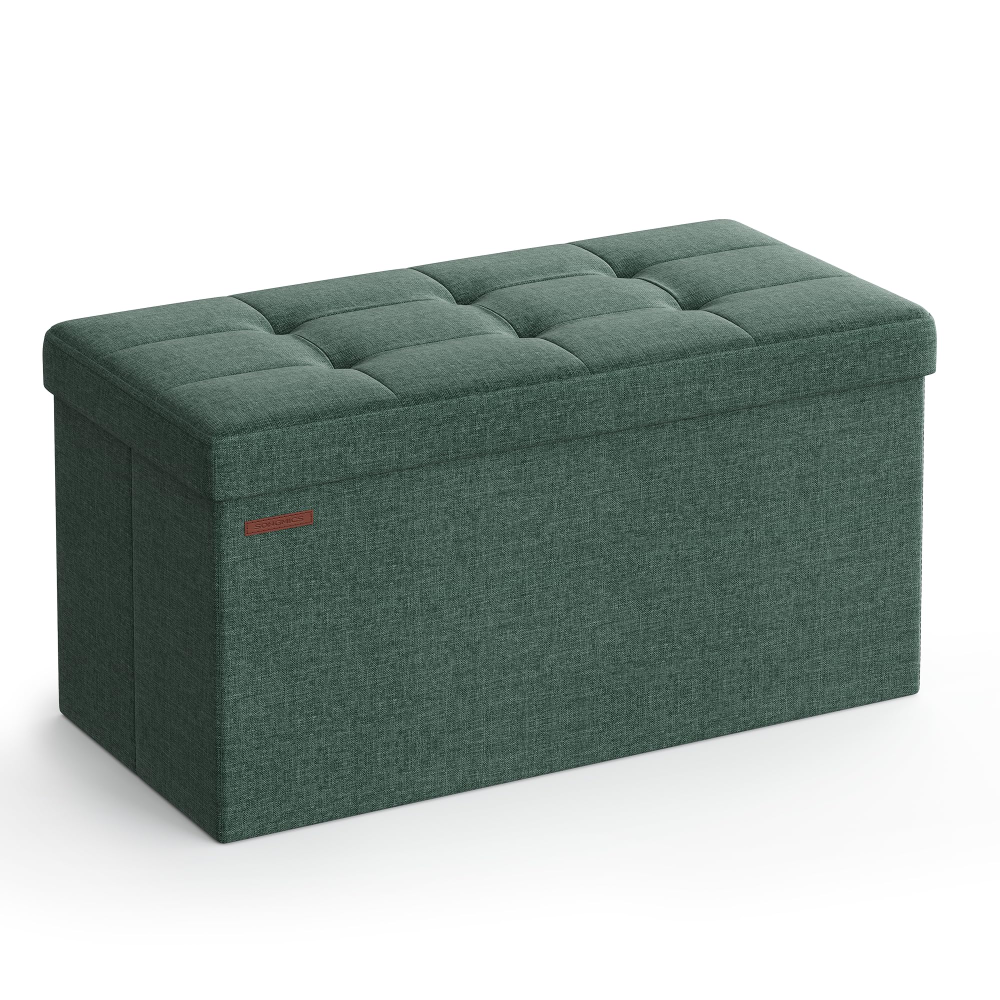 SONGMICS MAZIE Collection - Storage Ottoman Bench, 76 cm Folding Foot Rest Stool, End of Bed Bench, Easy Assembly, for Living Room, Bedroom, Entryway, Retro Green LSF047C51 โ image 1
